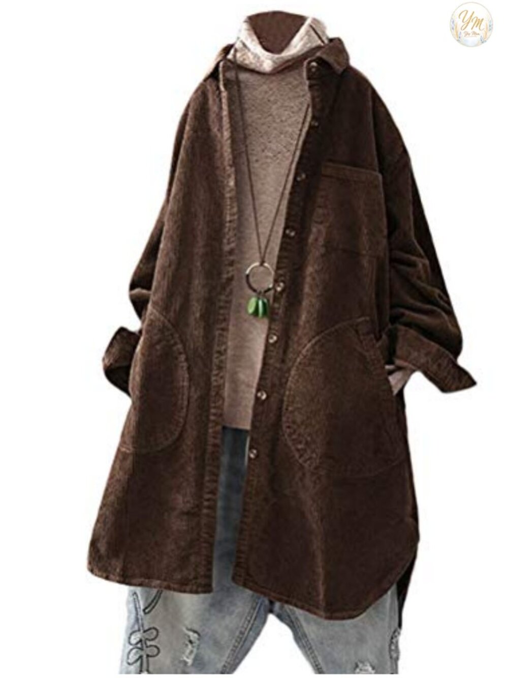 Women's Corduroy Shirt Jacket Long Sleeve Button Down Overshirt with Pockets